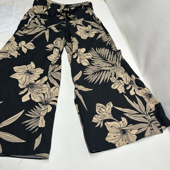 Polo Ralph Lauren Floral Black and Cream Wide-Leg Pants size 6 - Picture 9 of 11